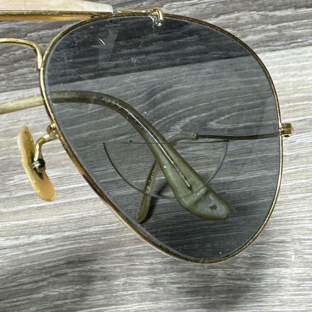 Vtg 1970's Ray-Ban Aviator Sunglasses Gold Bad‎ Bunny Bifocal Outdoorsman RB3030